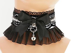 Náhrdelníky - Obojok čipkový, lolita, kawaii, gothic pastel, kitten play collar, BDSM, DDLG,pet play collar 1L6 - 8321503_