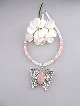 motýľ lásky - náhrdelník ruženín, krištál, striebro Ag925/1000....
