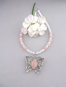 Náhrdelníky - motýľ lásky - náhrdelník ruženín, krištál, striebro Ag925/1000.... - 8322275_