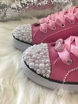 Ponožky, pančuchy, obuv - Ručne zdobené ružové tenisky PINK POWER:* - 8322766_