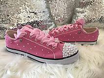 Ponožky, pančuchy, obuv - Ručne zdobené ružové tenisky PINK POWER:* - 8322767_