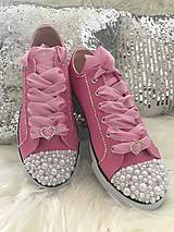 Ponožky, pančuchy, obuv - Ručne zdobené ružové tenisky PINK POWER:* - 8322770_
