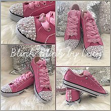Ponožky, pančuchy, obuv - Ručne zdobené ružové tenisky PINK POWER:* - 8322765_