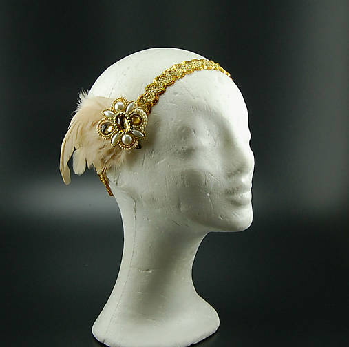 Ozdoby do vlasov - Great Gatsby Gold ... čelenka a brož - 8325853_
