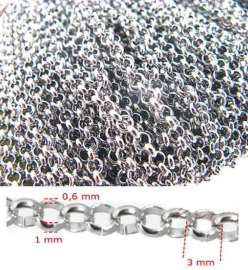 Komponenty - Rolo retiazka  3x1 mm /M9514/ - chirurgická oceľ 316L - 10cm - 8325728_