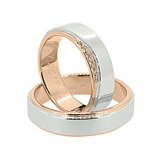 Prstene - Obrúčky z bielo - ružového zlata so zirkónmi - 8324704_