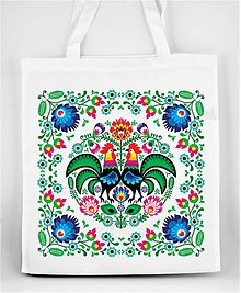 Nákupné tašky - Nákupná taška farebné folk kvety kohúty - 8332115_