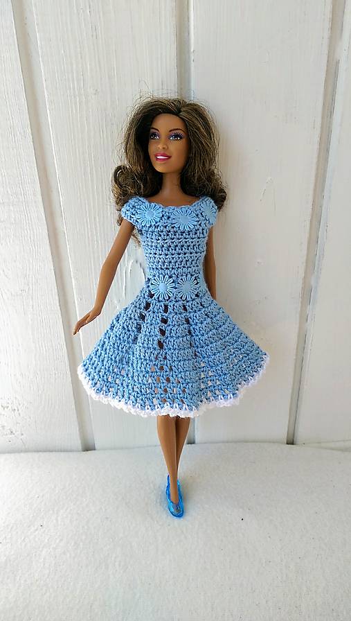 - Háčkované svetlomodré šaty pre Barbie - 8330216_