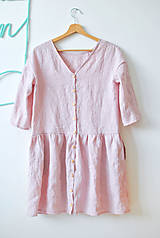 Šaty - Ľanové šaty CLARA ružové - 8333784_