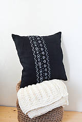 Úžitkový textil - Cushion • 100% Ľan • Čierna • Čičmany - 8334316_