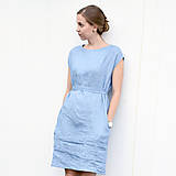 Šaty - Basic ľanové šaty s opaskom - 8335540_