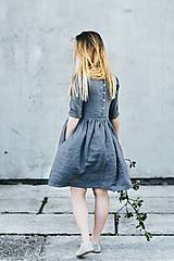 Šaty - Dámske ľanové šaty 3/4 rukáv - 8335585_