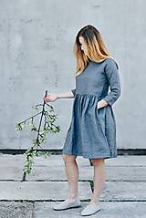 Šaty - Dámske ľanové šaty 3/4 rukáv - 8335586_