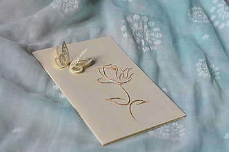Papiernictvo - Pohľadnica - ruža s motýľom - 8333323_