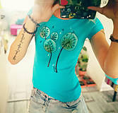 Topy, tričká, tielka - Tričko s krátkym rukávom - Maľované púpavienky - 8337567_