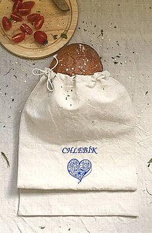 Úžitkový textil - Vrecko na chlieb z ručne tkaného ľanu 30x50 - 8339796_