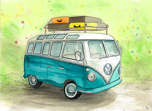  - Volkswagen transporter, retro obrázok - 8342554_