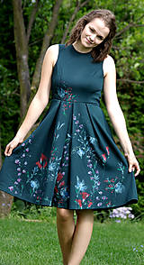  - Ručne maľované nádherné tmavozelené šaty  - 8351943_