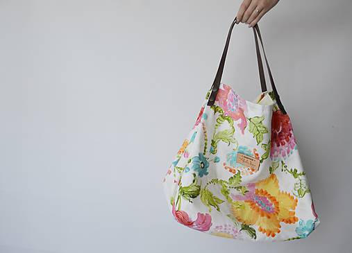  - Veľká nákupná taška s maľovanými kvetmi - 8352879_