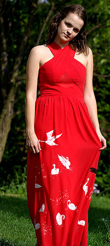 Šaty - Ručne maľované  červené šaty - 8352108_