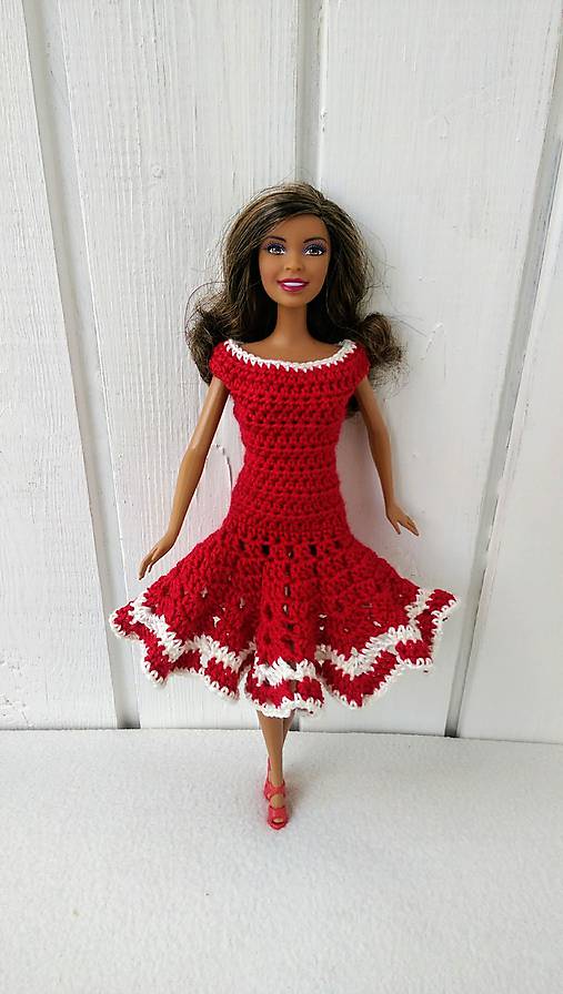  - Červené šaty pre Barbie - 8355862_