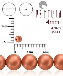 Korálky - Voskované perly zn.Estrela (47878 - matná červená medená) 4mm, bal.31ks - 8360721_