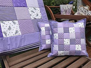Úžitkový textil - Prehoz, vankúš patchwork vzor fialová levanduľa - sweet home ( rôzne varianty veľkostí ) - 8365008_