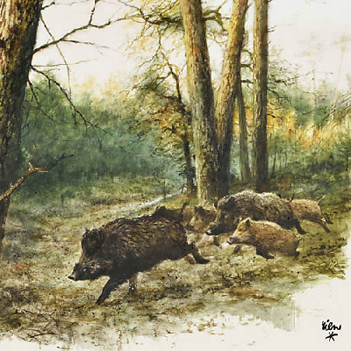  - Servítka "Wild boars in the woods", ihneď - 8363719_