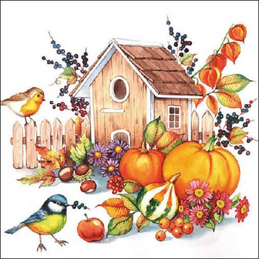 - Servítka "Autumn birdhouse" - 8363982_