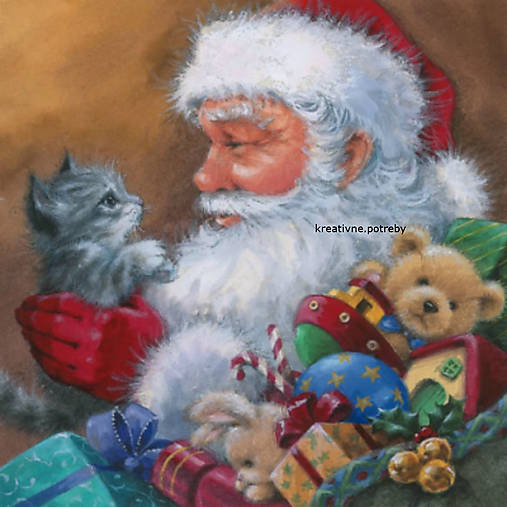  - Servítka "Santa with kitten" - 8368562_