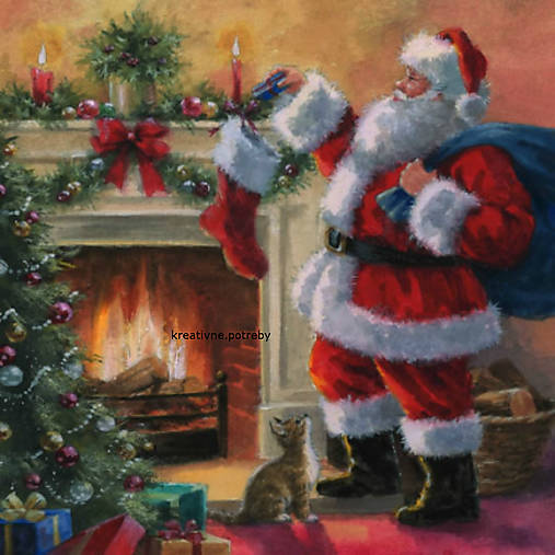  - Servítka "Santa placing presents", ihneď - 8368623_