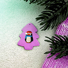 Dekorácie - Vianočná ozdoba so zvieratkom - vianočný stromček a (tučniak) - 8374625_