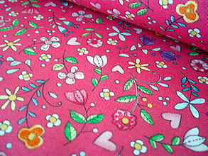 Textil - Dizajnová bavlna Bitty Blooms in Pink - 8377498_