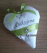 Darčeky pre svadobčanov - srdiečka s levanduľou bielo zelené - 8379834_