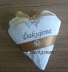Darčeky pre svadobčanov - srdiečka s levanduľou bielo zlaté - 8379934_