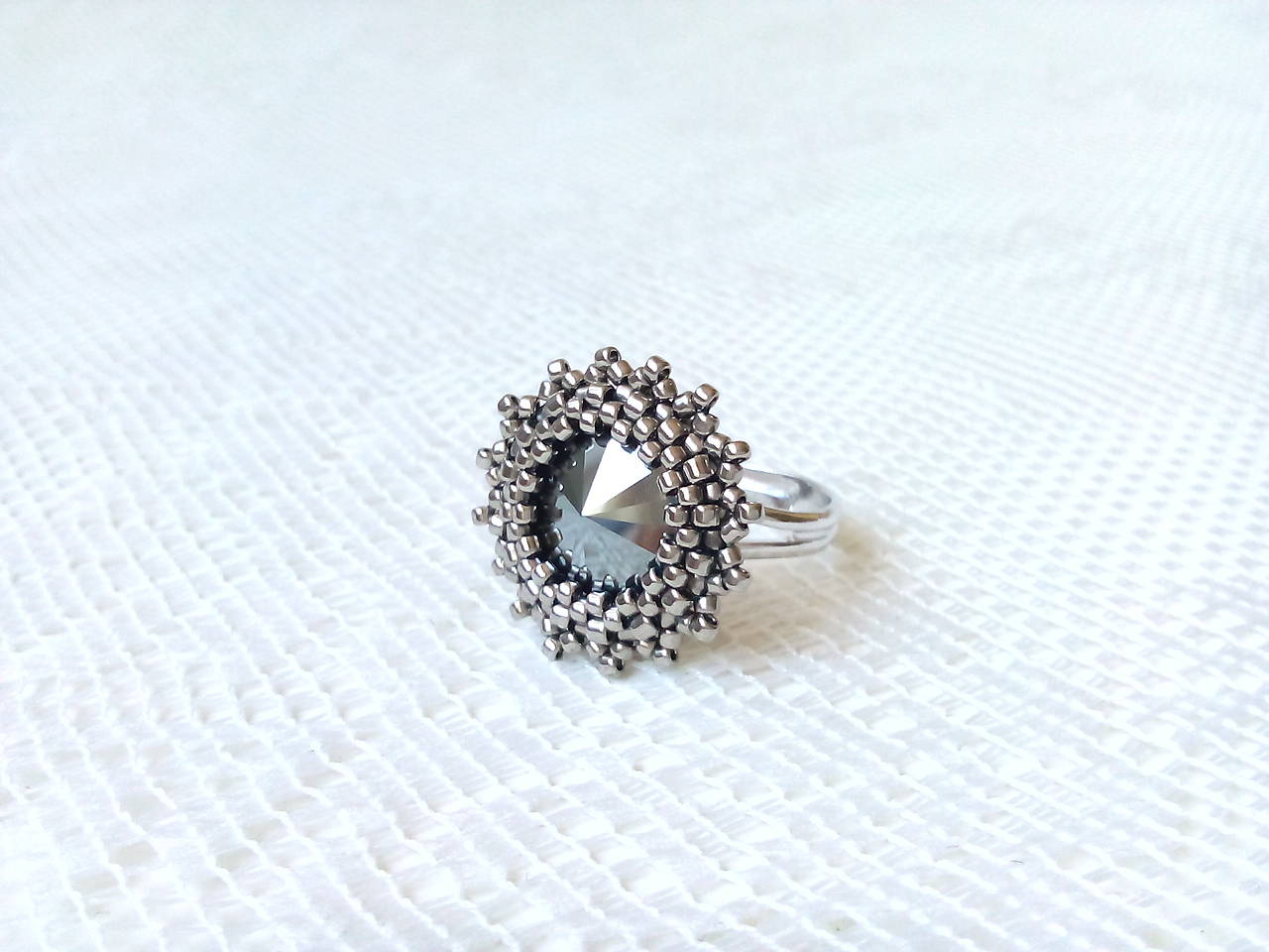 Rock Princess ring (Swarovski crystal / Rhodium ring)