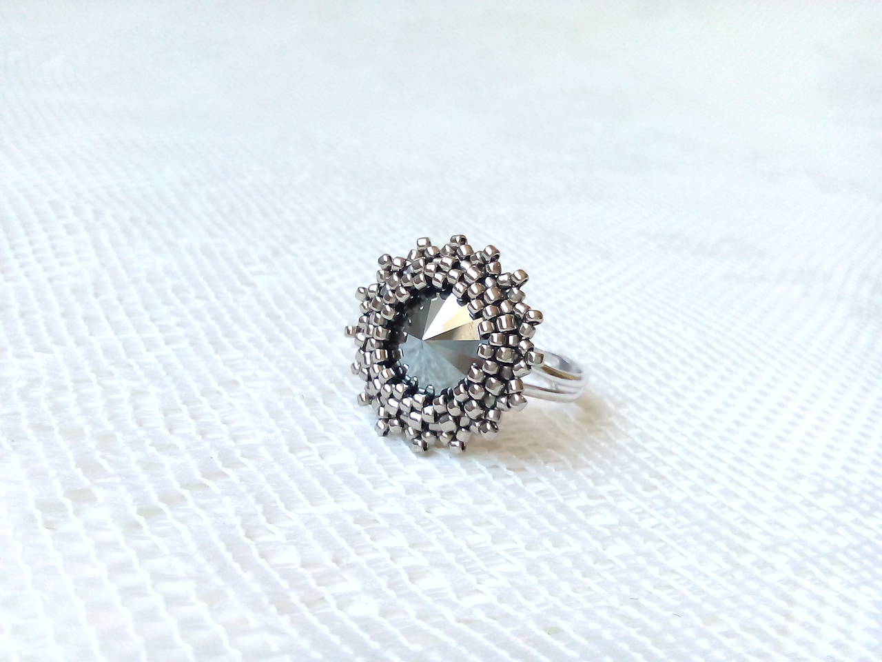 Rock Princess ring (Swarovski crystal / Rhodium ring)