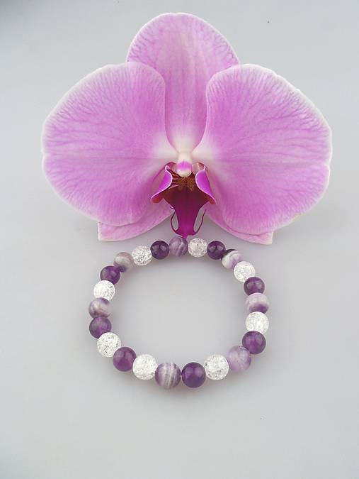 Náramky - ametyst a krištál náramok  - 8382542_