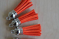 Polotovary - 50% Kožený strapec pomaranč (striebro) 35mm, z 0.28 na 0.14€/ks - 8383058_