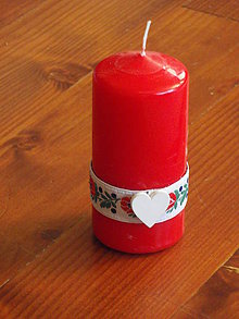 Darčeky pre svadobčanov - Folklorna červená sviečka 10cm - 8388243_