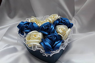 Dekorácie - Flower box saténový "Modrá ruža" - 8390270_