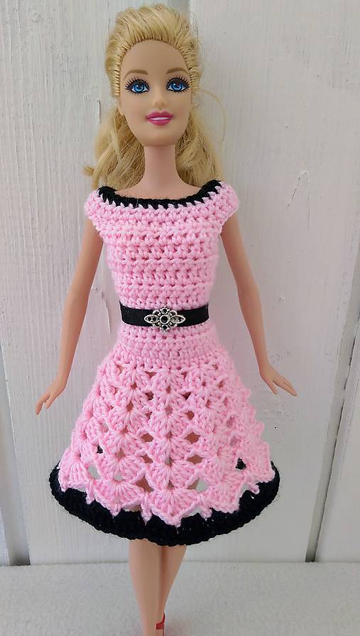  - Háčkované ružové šaty pre Barbie - 8389722_