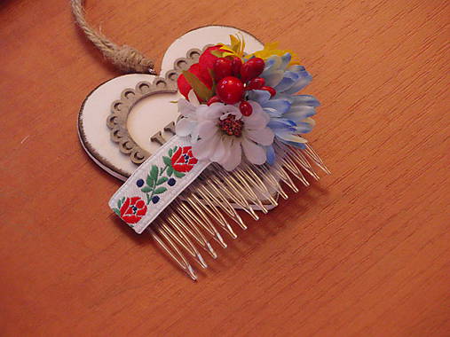 Ozdoby do vlasov - Folklorny hrebienok s kvietkami - 8389163_