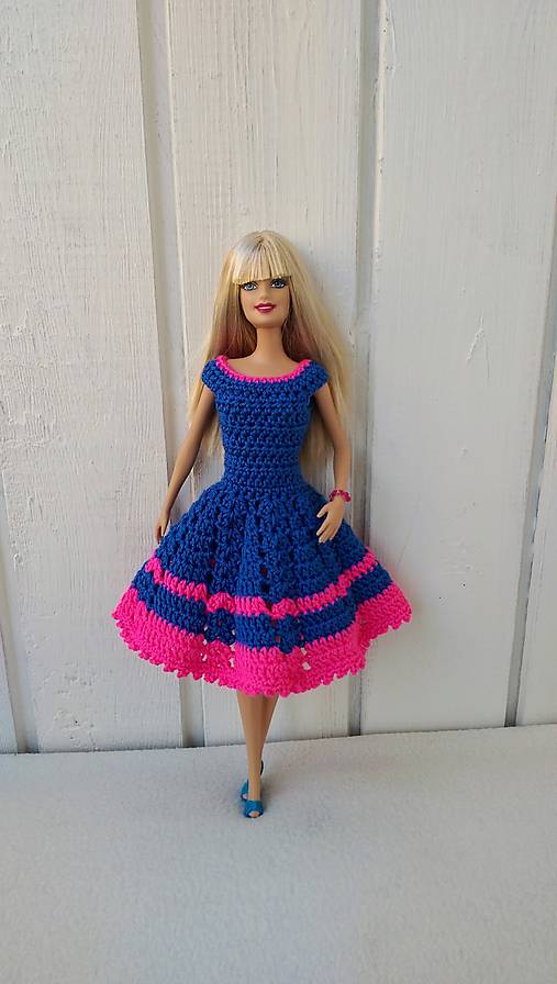  - Háčkované modré šaty pre Barbie - 8394181_