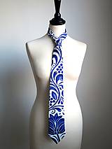 Pánske doplnky - kravata Modrý ornament - 8396729_