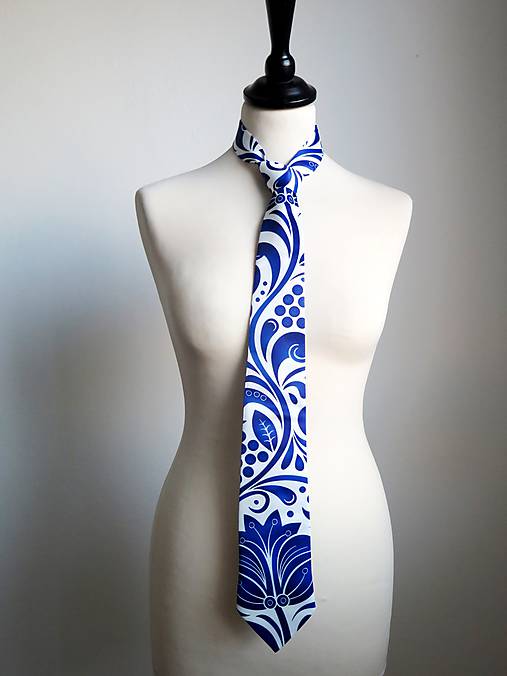  - kravata Modrý ornament  - 8396728_
