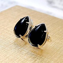 Náušnice - Teardrop Black Agate Earrings Silver Ag 925 / Strieborné náušnice s čiernym achátom /A0062 - 8398658_