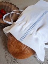 Úžitkový textil - Ľanové vrecko na chlieb Mediteran Style White - 8401170_