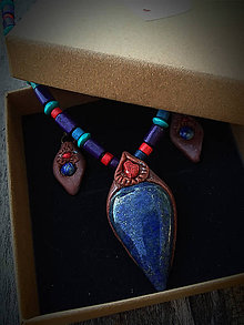 Sady šperkov - set Lapis lazuli + Koral - 8402635_