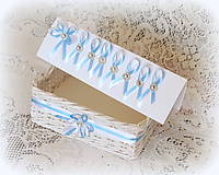Svadobné pierka - Košík na svadobné pierka - modro-biely - 8403077_